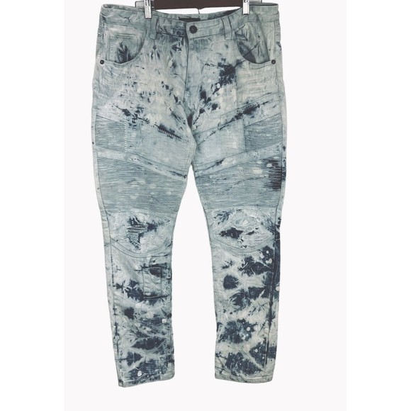 Smoke Rise Other - Smoke Rise Brand Light Wash Distressed Jeans Blue Splatter 38 x 33 Streetwear